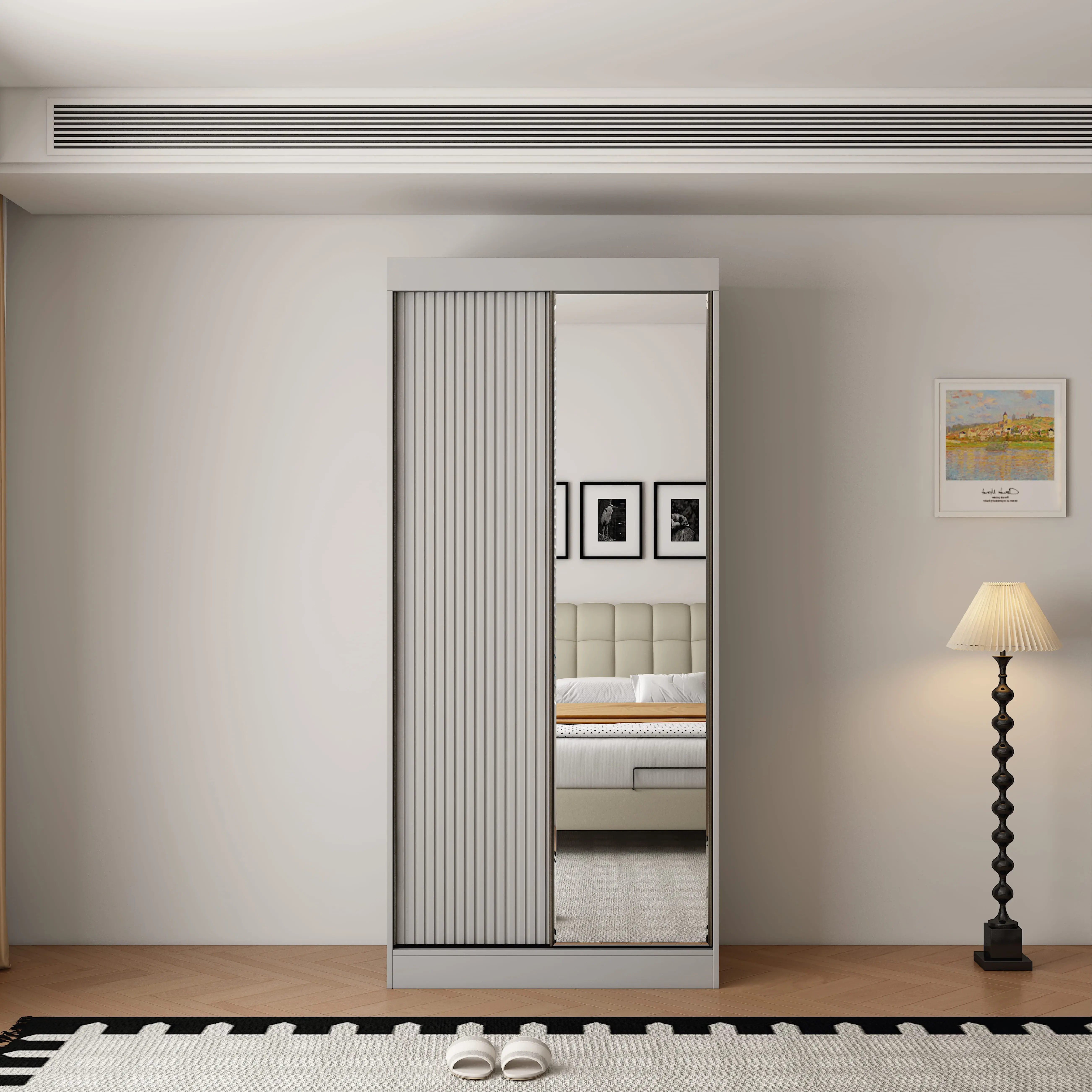 Berlin 2 Door 100CM  Grey sliding wardrobe