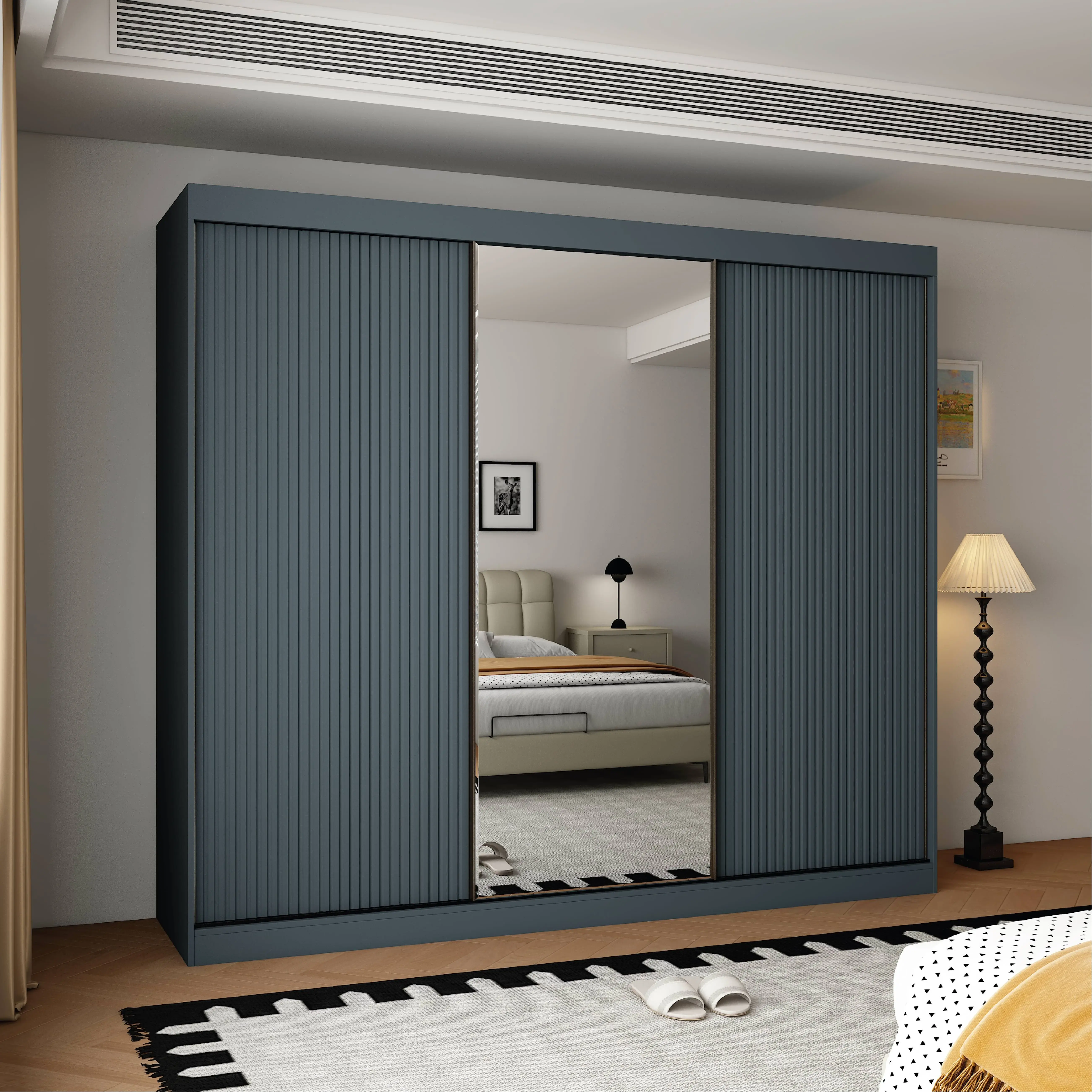 Berlin 3 Door Dark Grey  sliding wardrobe