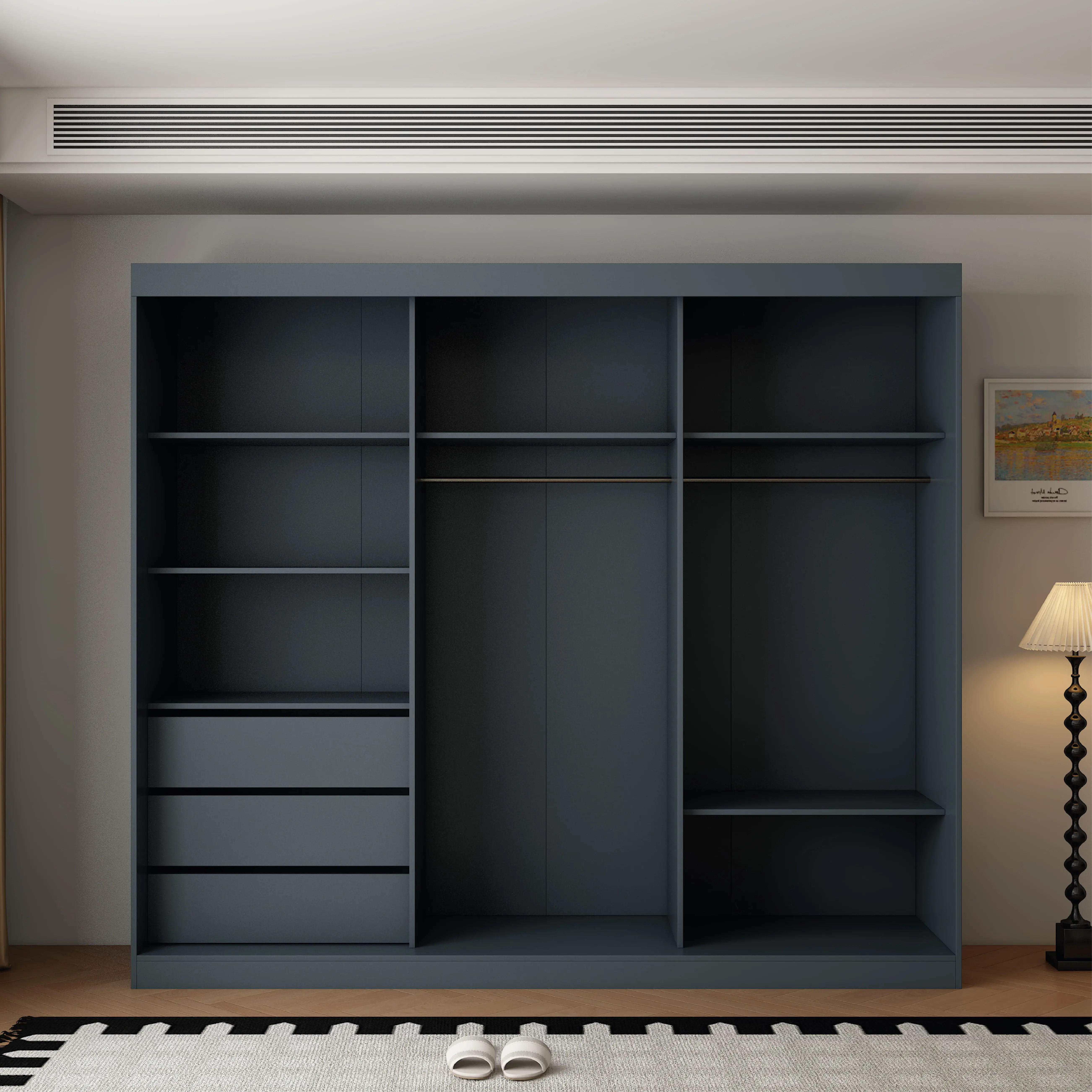 Berlin 3 Door Dark Grey  sliding wardrobe