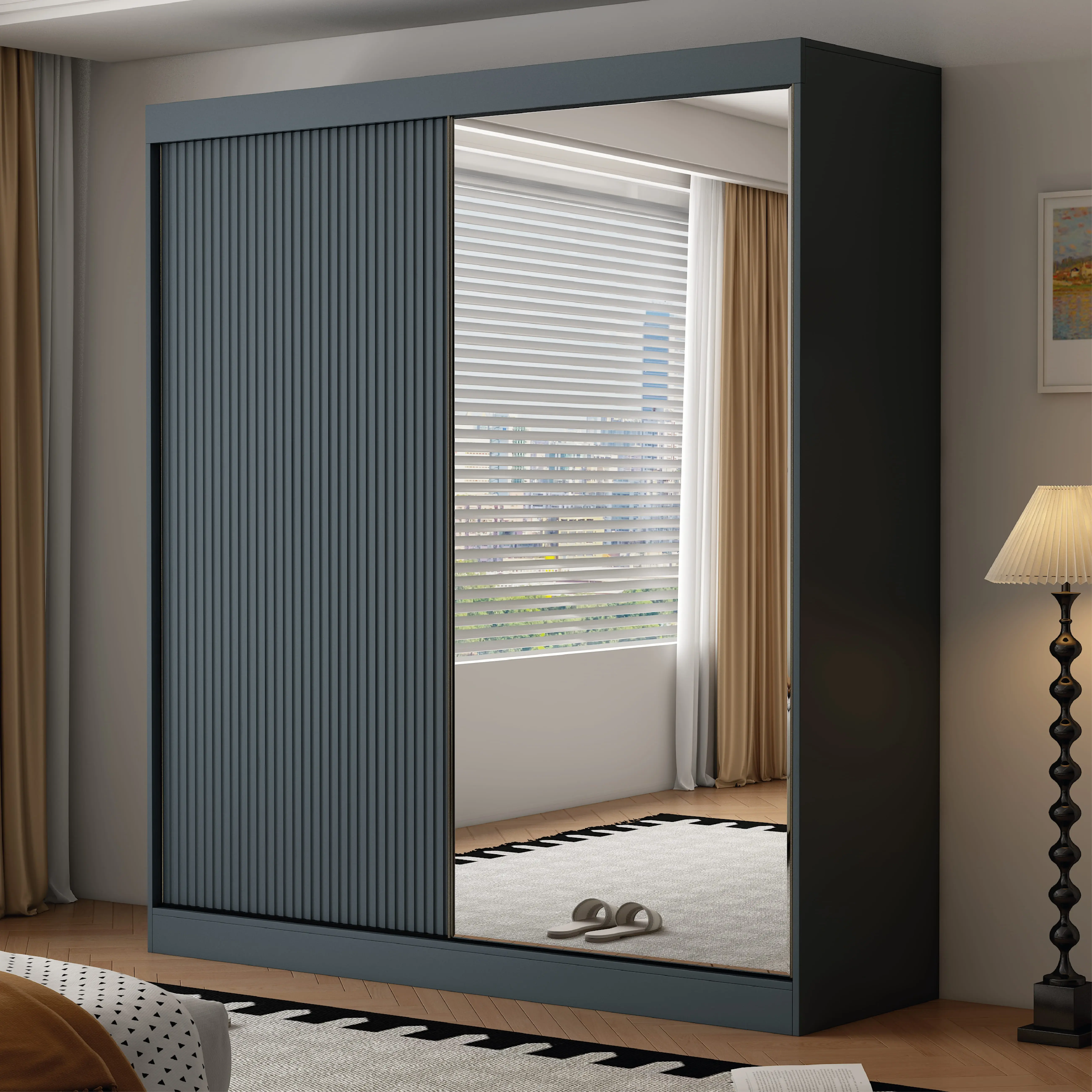 Berlin 2 Door Dark Grey 200CM  sliding wardrobe