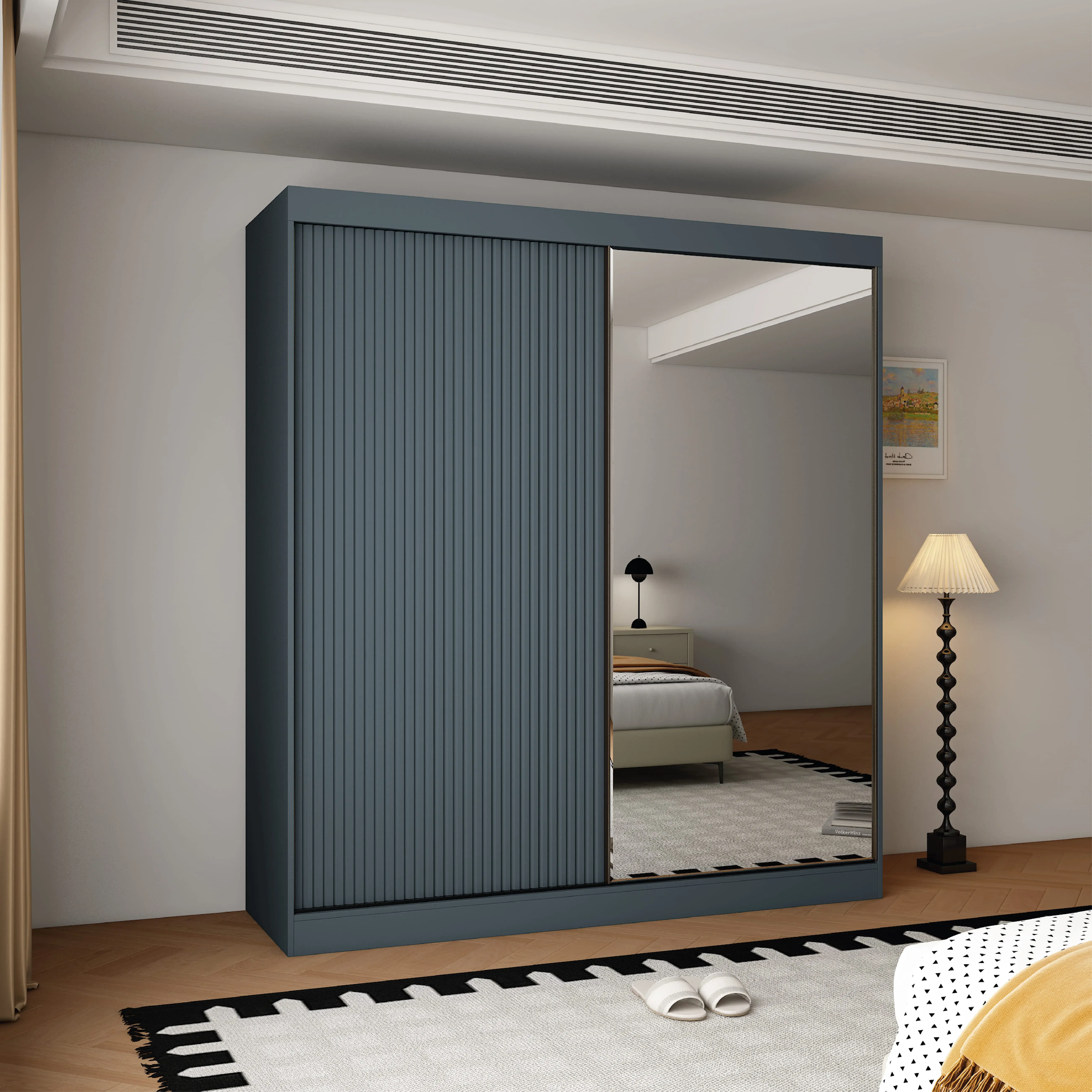 Berlin 2 Door Dark Grey 200CM  sliding wardrobe
