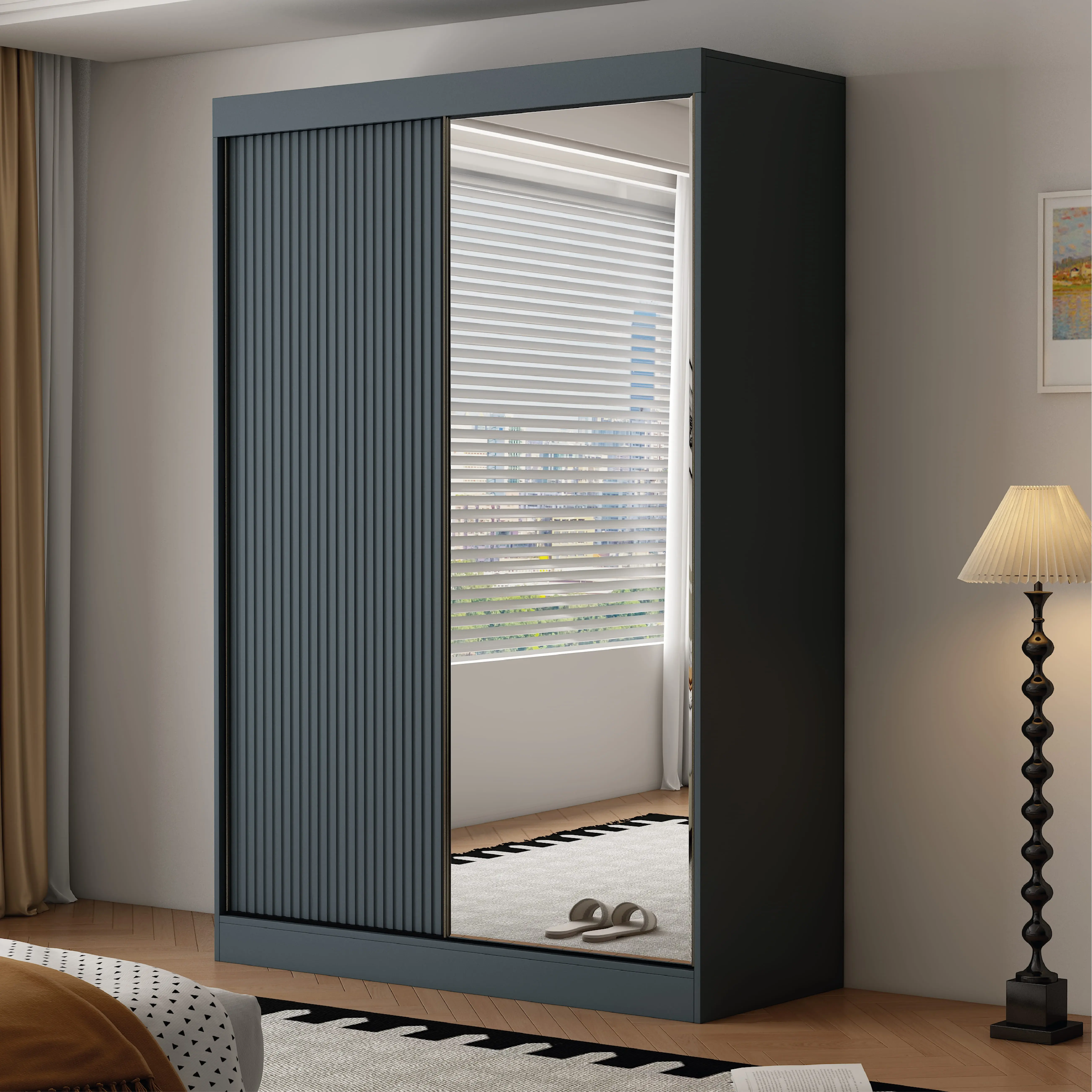 Berlin 2 Door Dark Grey 150CM  sliding wardrobe