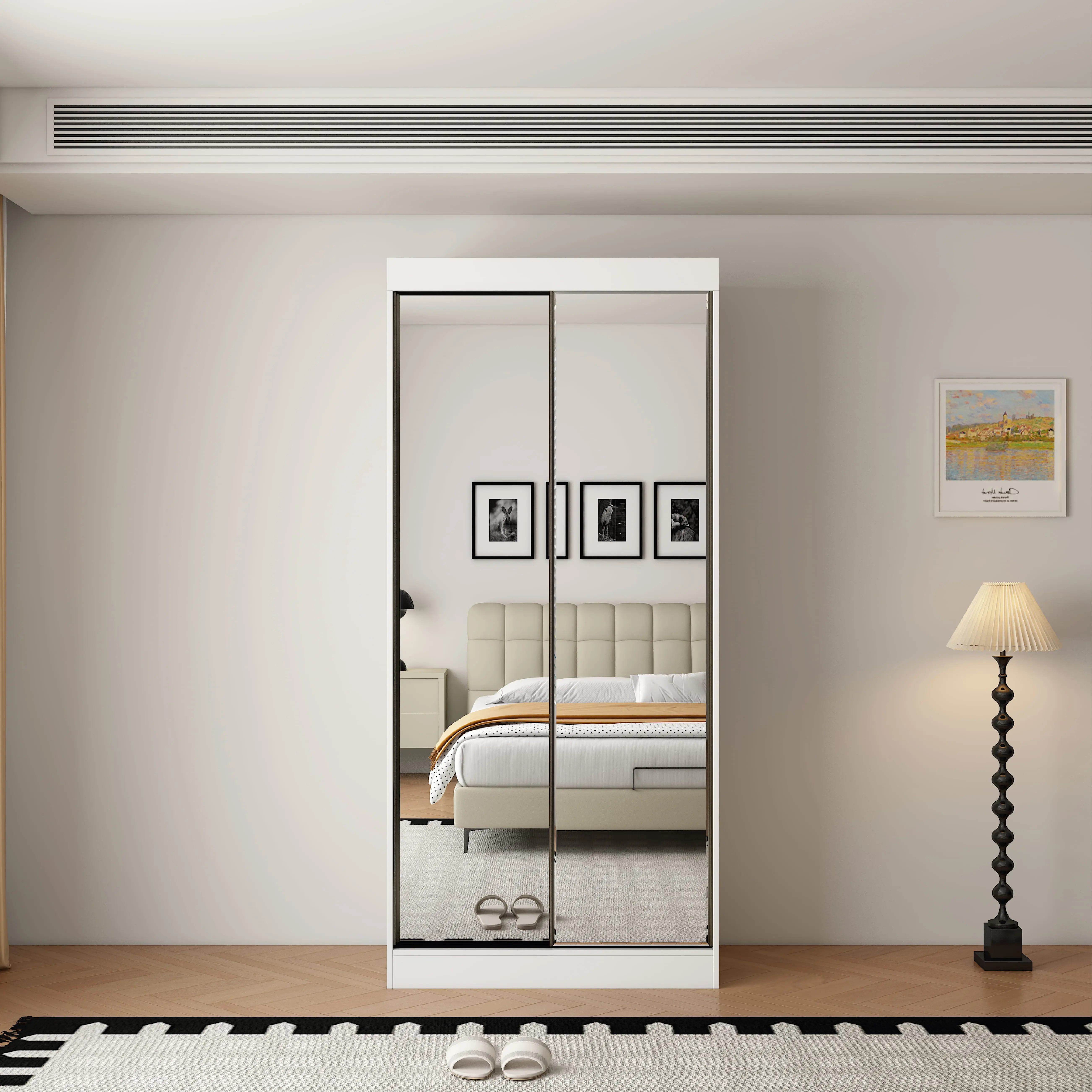 Oracle 2 Door Full Mirror 100CM  sliding wardrobe
