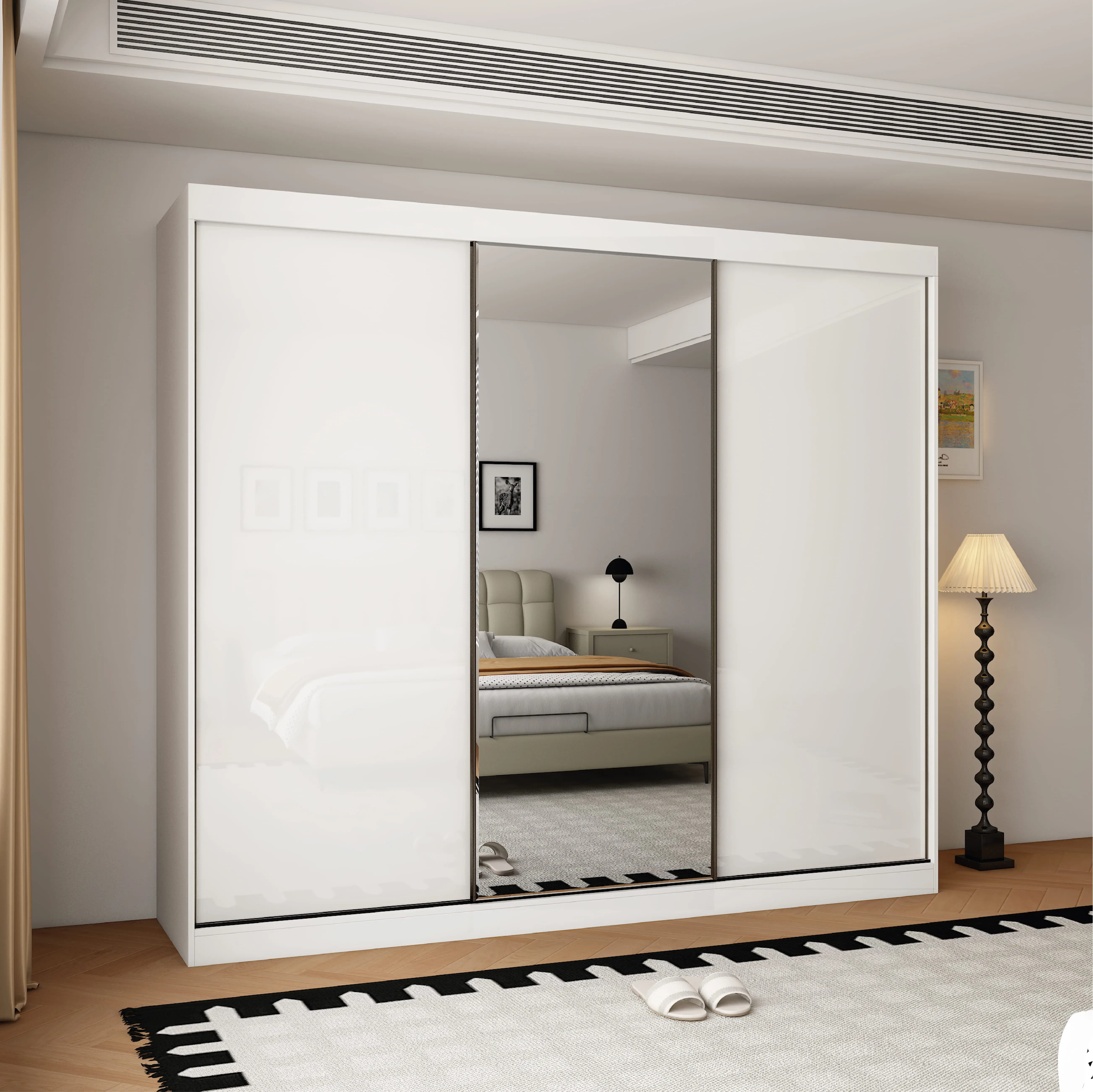 Pacific 3 Door Gloss White 250CM  sliding wardrobe