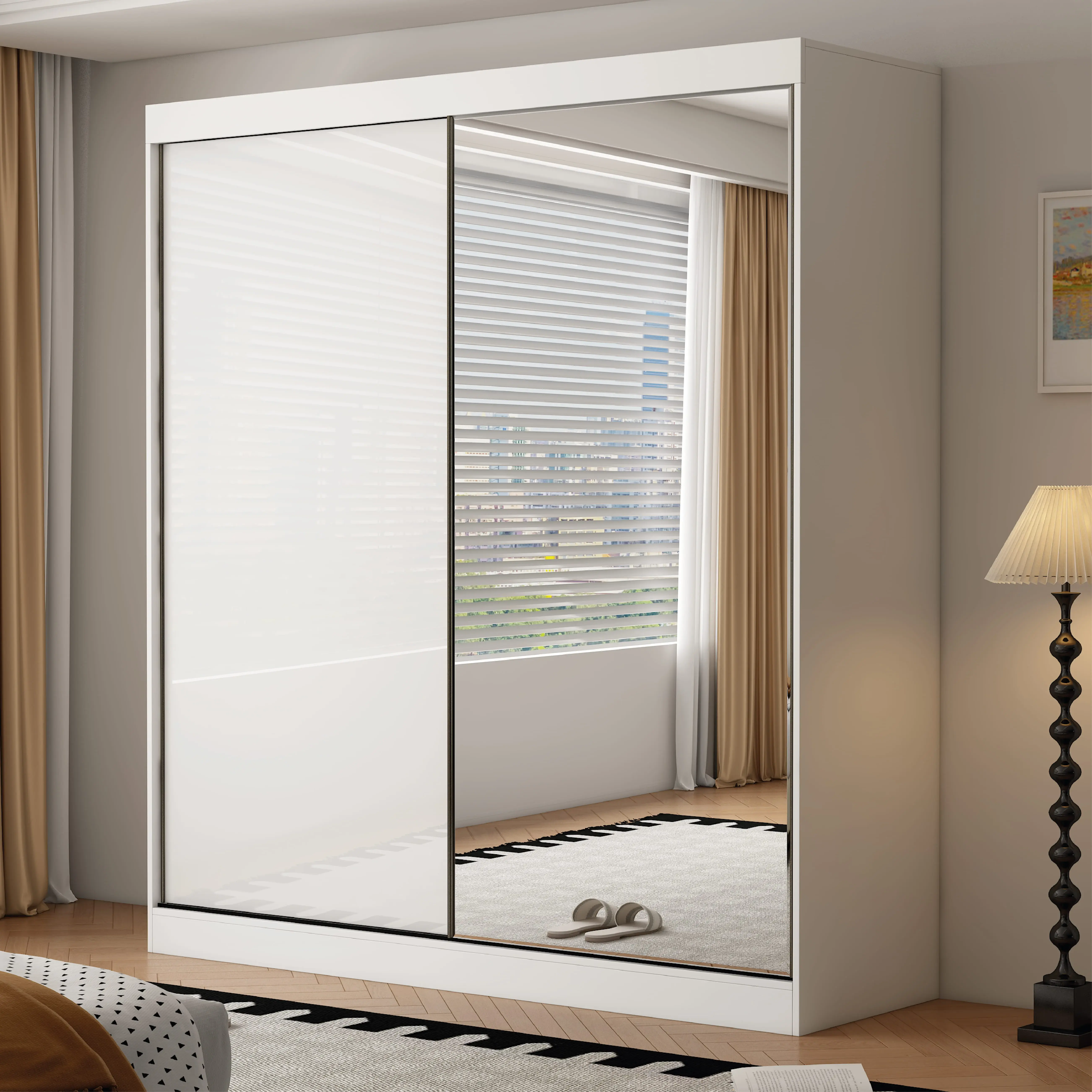 Pacific 2 Door Gloss White 200CM  sliding wardrobe