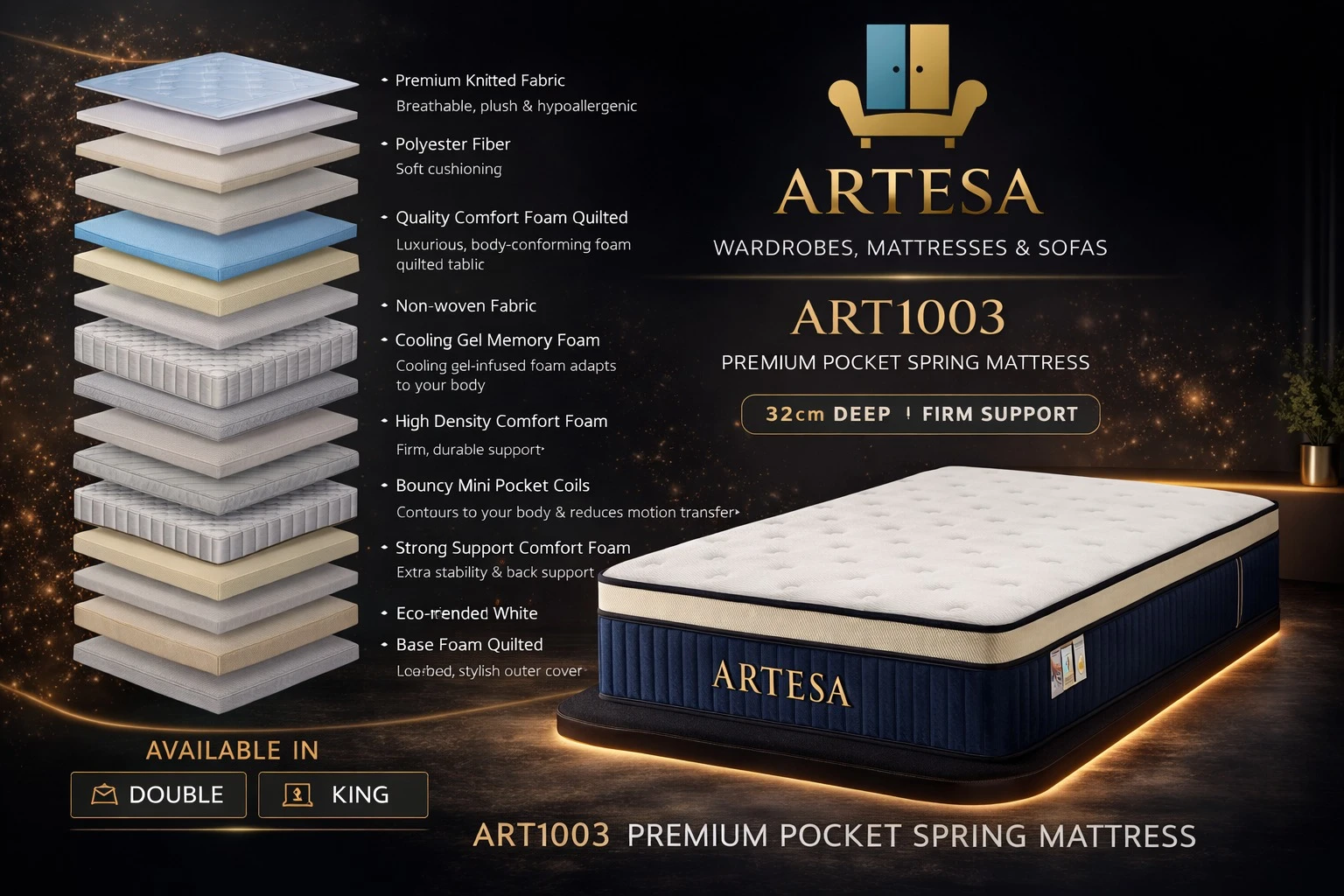 Artesa Soul Medium‑Firm Euro Top Double  Mattress