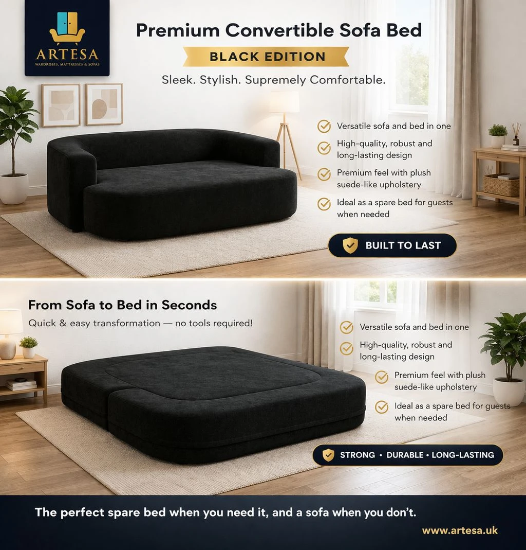 Emma Sofa Bed Black 2 seater