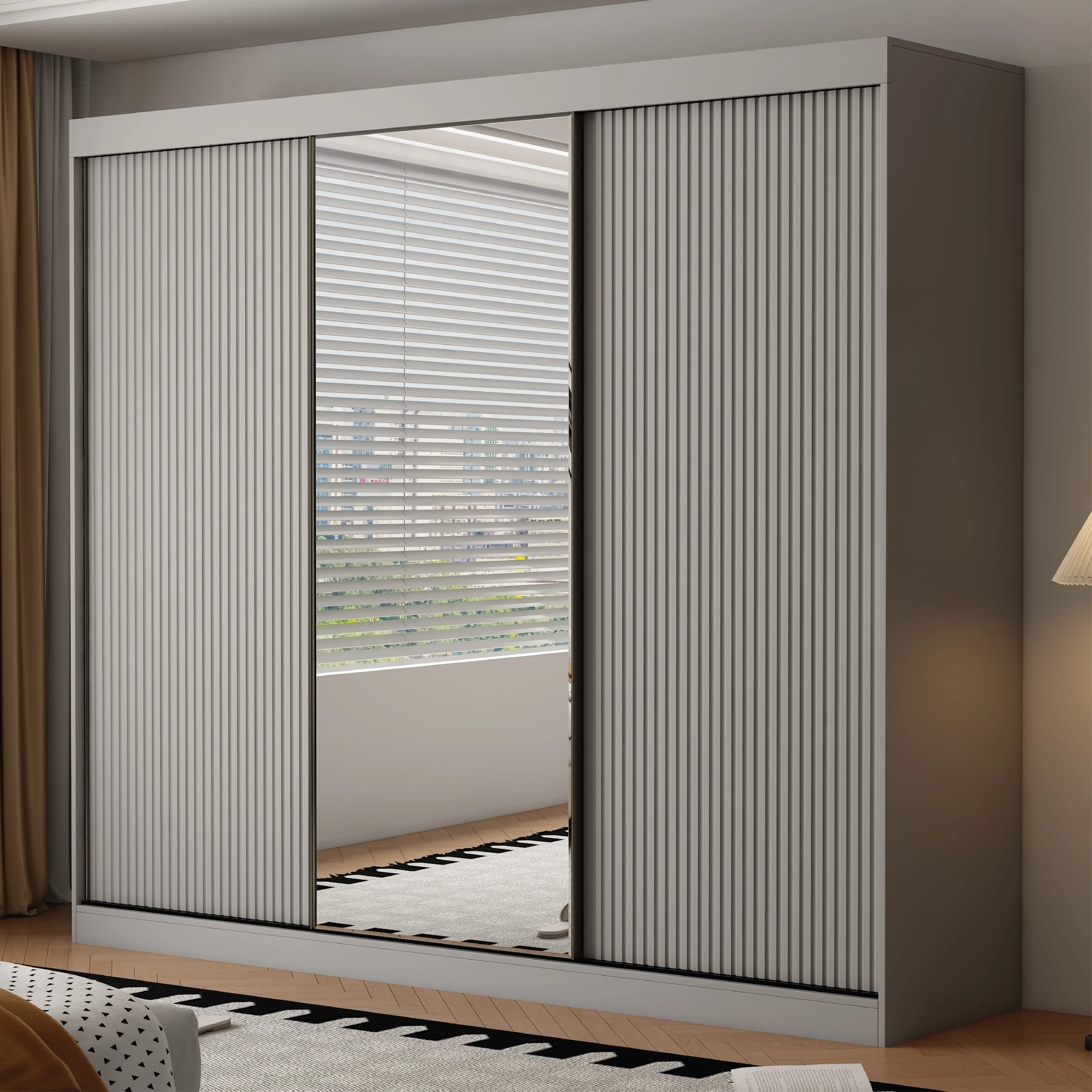 Berlin 3 Door 250CM Grey  sliding wardrobe