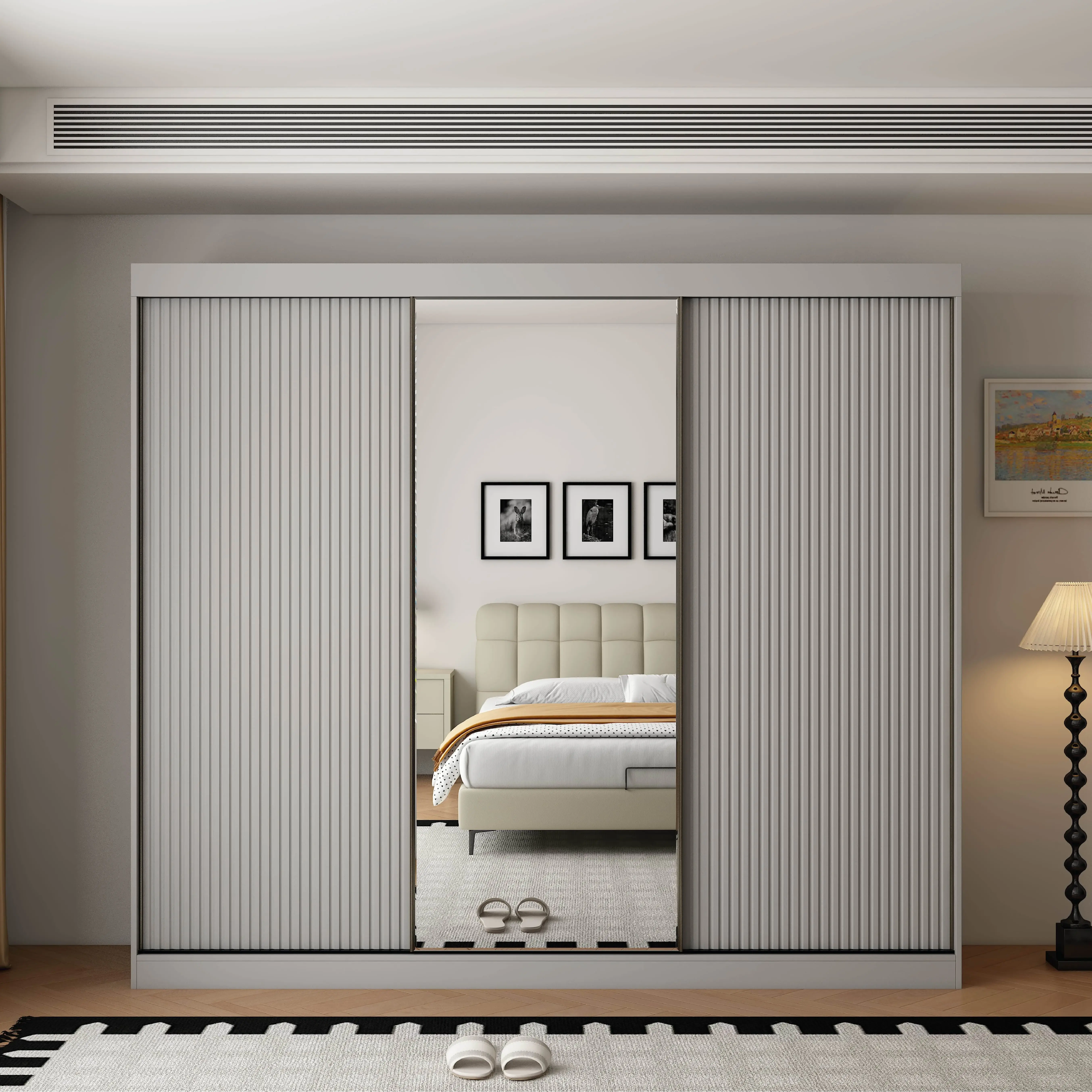 Berlin 3 Door 250CM Grey  sliding wardrobe