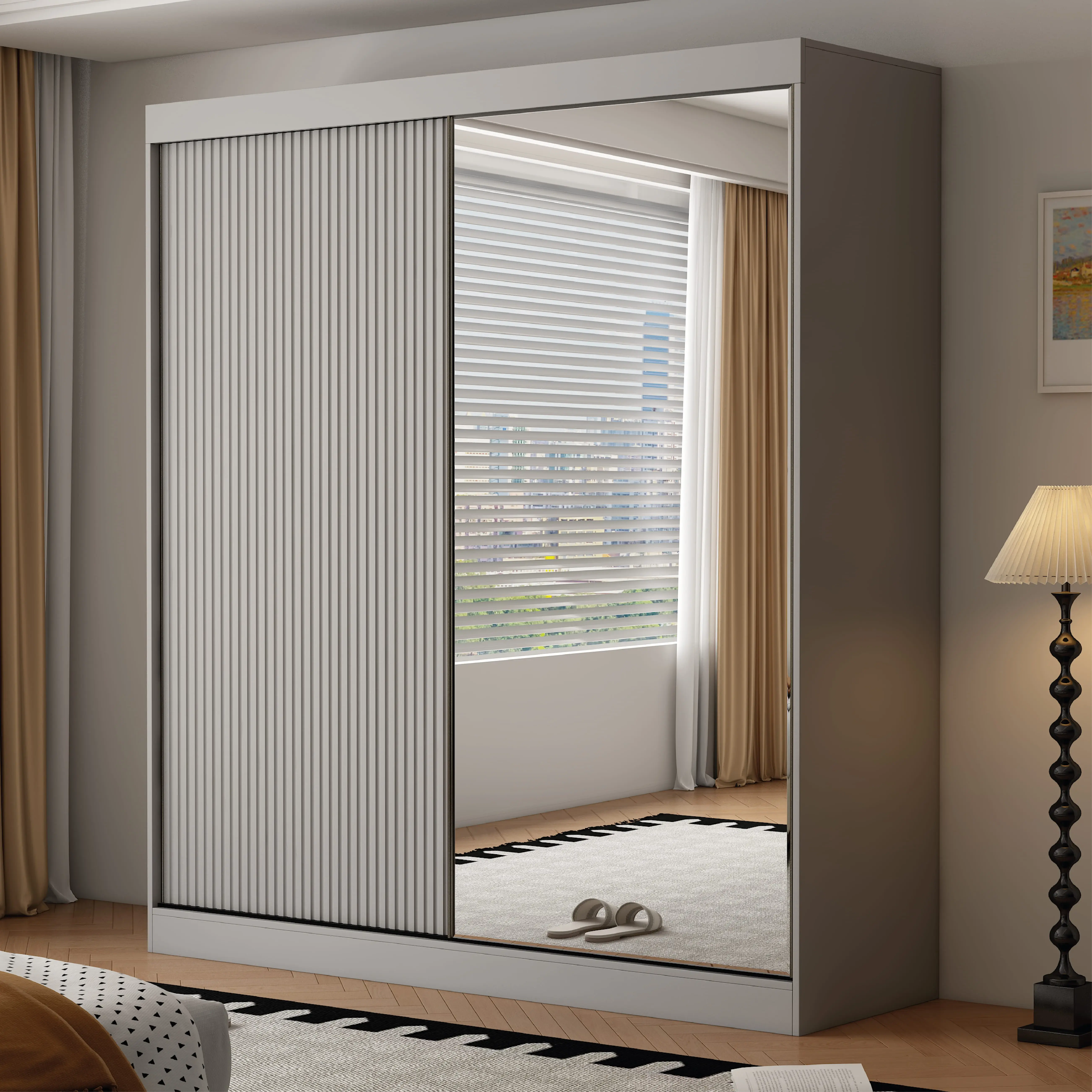 Berlin 2 Door 200CM  Grey sliding wardrobe